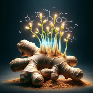 Esta imagen representa la magia del jengibre, cuyos principios activos emergen como fuente de bienestar. Descubre más en nuestro blog sobre los beneficios del jengibre, donde la naturaleza se convierte en aliada de tu salud. Las propiedades de esta raíz te sorprenderán, ¡no te lo pierdas!